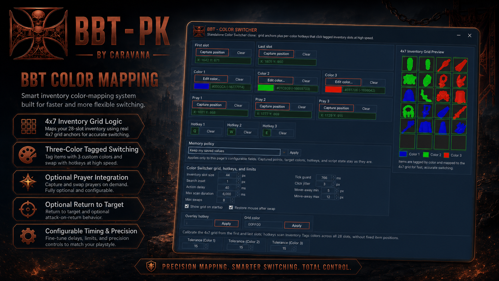 Color Switcher showcase with real inventory grid and visual mapping.