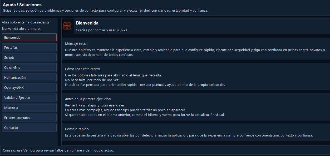 Telas de ajuda e suporte para configurar o app sem ficar perdido.